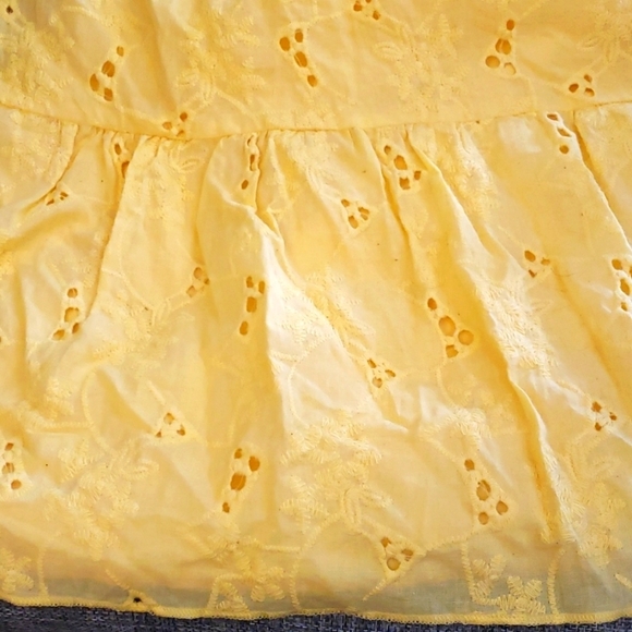 Simplee Summer Eyelet Lace Lined Mini Belted Dress in Yellow XL - Picture 9 of 13